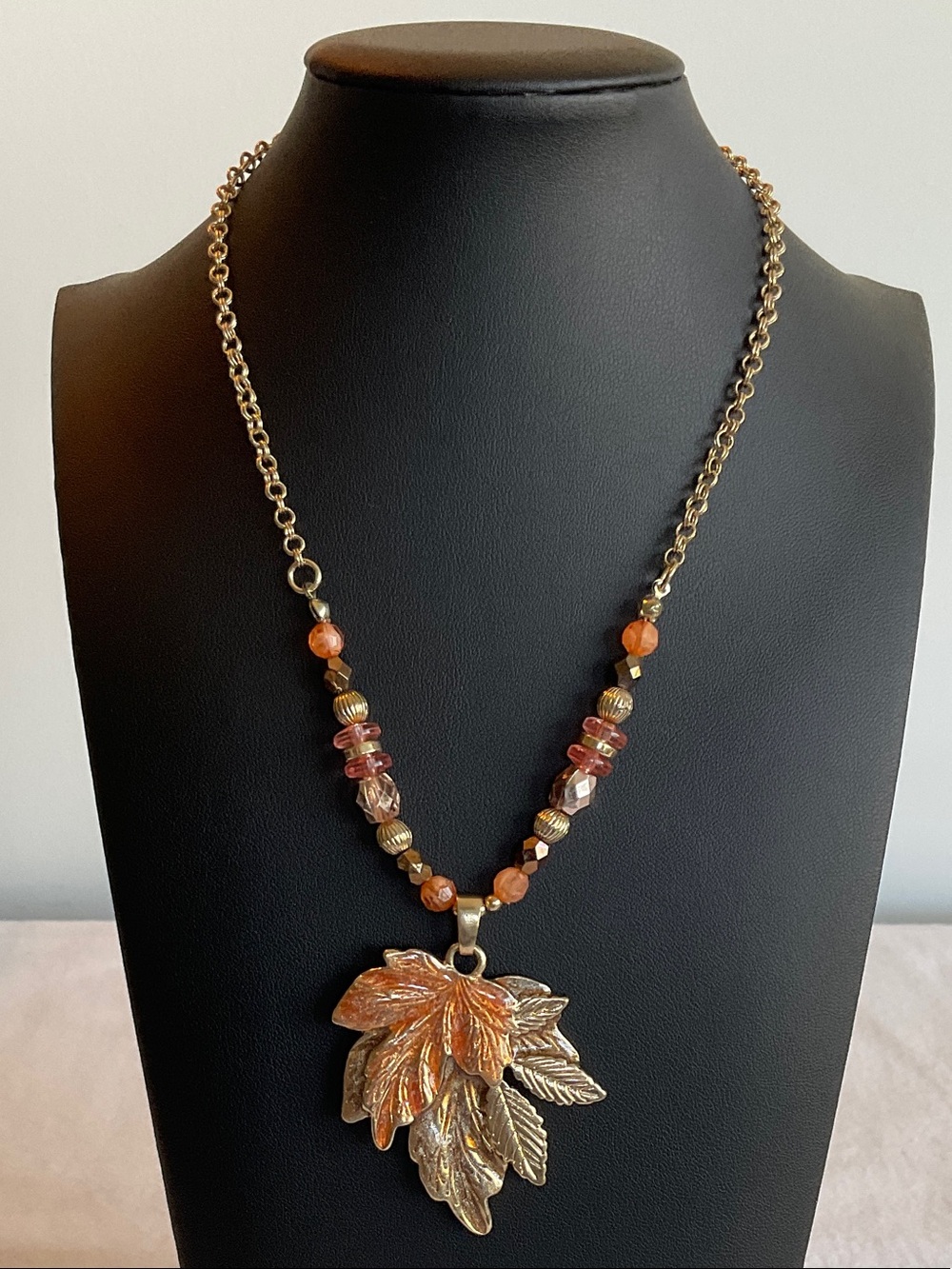 Kenneth Cole Gold-Tone Orange Leaf Necklace